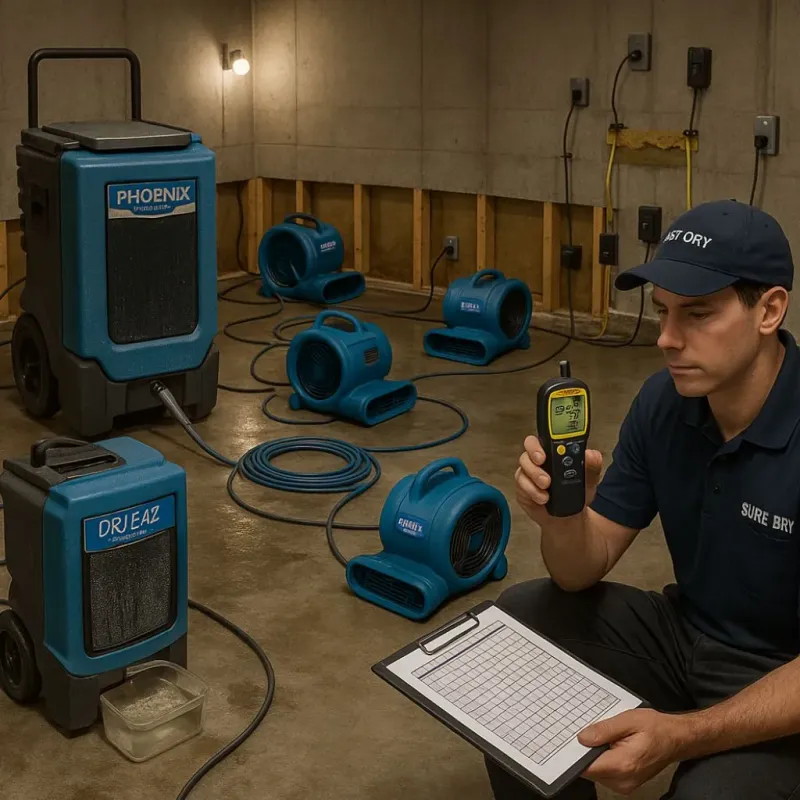 Structural Drying and Dehumidification process in Moody, TX